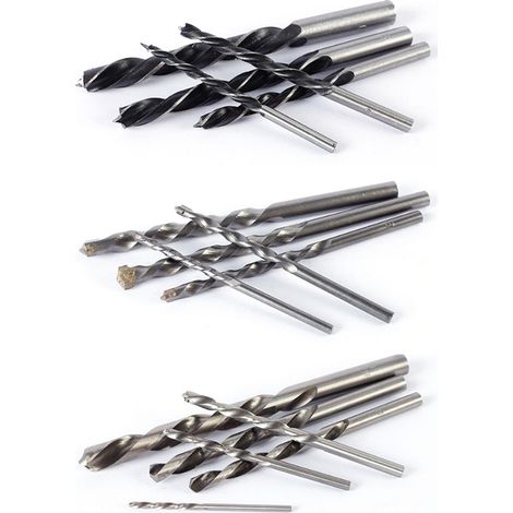 Jeu de 16 forets HSS haute dureté, mèches hélicoïdales affûtées pour maçonnerie et bois, kit combiné multifonction (1/5)