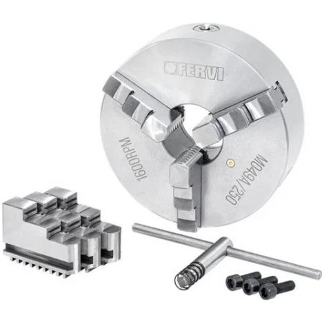 Fervi M049A/250 Mandrin de précision à 3+3 mors pour tours