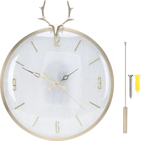 (Horloge murale en bronze à tête de cerf - Horloge murale simple, créative et artistique pour le salon) (1/5)