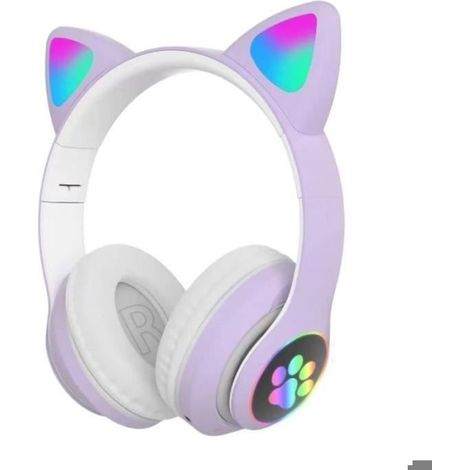 Casque Bluetooth Enfants - Mignon - Oreilles de Chat - LED Multicolores - Son Stéréo - Rechargeable ALURRA (1/5)