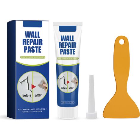 Enduit de réparation murale 100g – Blanc – Rebouchage facile des fissures, trous et rayures – Application au couteau rapide