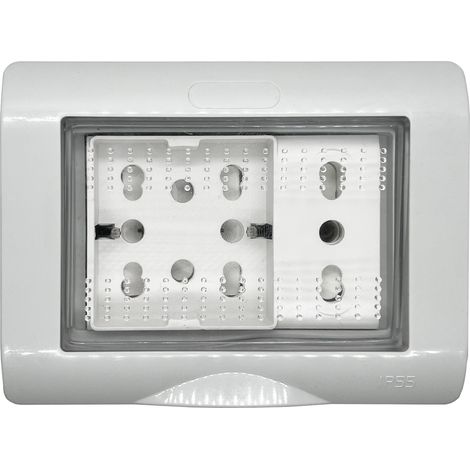 Contenitore con presa multistandard Side-XL, 3 moduli, IP55 - 4Box Externa IP55 4B.IP55.H21.XL
