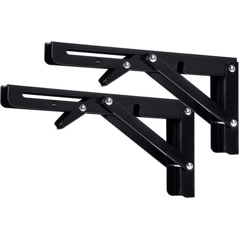 Support d'étagère pliable 300 mm, support mural pliable robuste, support pliable noir pour étagère de table ou murale, support noir