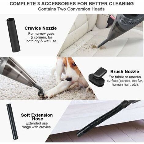 Aspirateur à Main Portable, 120W 32000rpm Rechargeable Aspirateur de Voiture Puissant Maison, Mini Aspirateur de Table sans Fil Portable avec Filtre Lavable/Buses/3H Charge Rapide/Travail 30min
