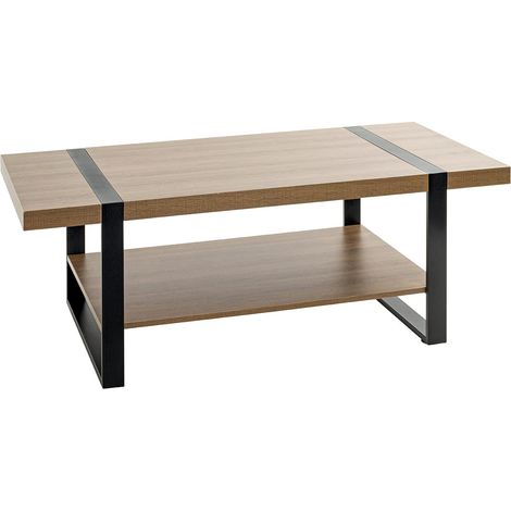 Table Basse chêne, Noir, métal, Panneaux de Particules alvéolaires - Dim.: L 120 cm x H 45 cm x P 60 cm, Style: Modern (1/5)