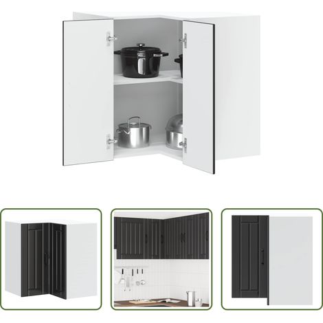 vidaXL Küchenmöbel - Küchen-Eckhängeschrank Lucca Schwarz Holzwerkstoff (1/5)
