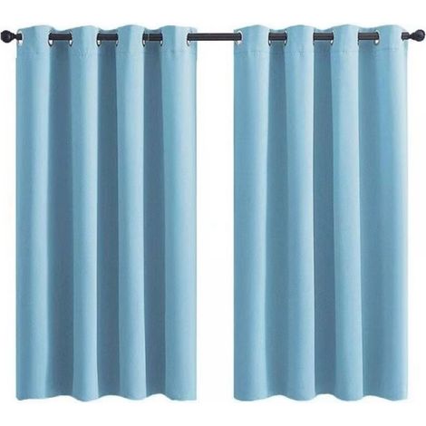 Rideau Occultant à Oeillets pour Chambre d'Enfant - Imprimé Uni Bleu Clair - 28x36 Pouces (71x91cm) - 2 Panneaux (SAMIMPORT-2011)-DOU