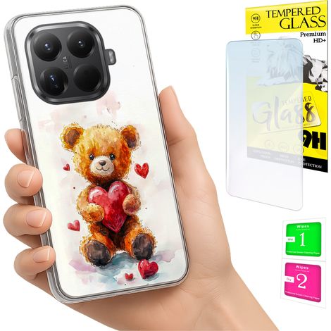 Schutzhülle für Xiaomi 15T Pro mit Fotomotiv auf der Rückseite: Teddybär + 9H-Glas (1/5)