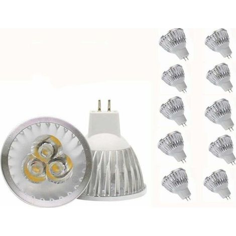 Vtizikl Ampoule LED MR16 Ampoule LED MR16 3W blanc chaud GU5.3 Ampoule LED MR16 12V 3W Ampoule spot LED, adaptée à l'éclairage paysager sur rail encastré, équivalent halogène 20W, 10 packs (1/4)