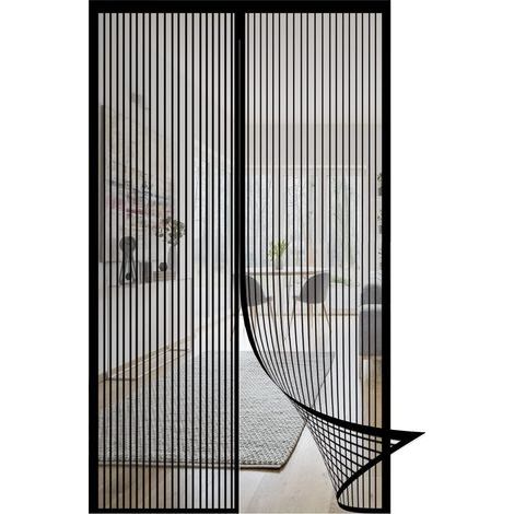 Mosquitera para puerta, 120 x 210 cm, antiparásitos, duradera, resistente a desgarros, para cocina, dormitorio, sala con aire acondicionado, negra (1/5)