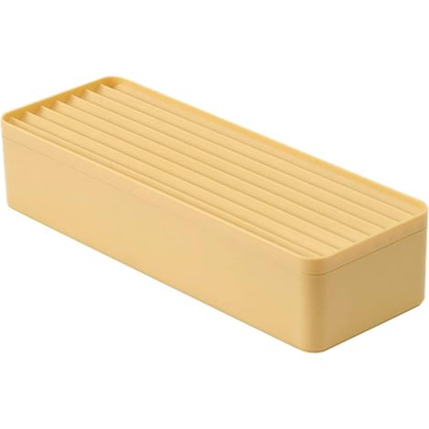 (Gelb) 1-teilige Aufbewahrungsbox für Kopfhörer-Datenkabel aus Kunststoff, Organizer-Box für Büromaterial mit Deckel, staubdichte Kabelmanagementbox (1/3)