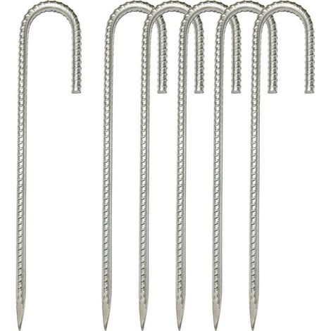30cm Piquets d'ancrage Résistants en Acier Galvanisé Antirouille avec Crochets en J pour Tentes de Trampoline - Convient pour Camp, Jardin, Abri et Balançoires (1/5)