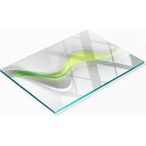 Tablero decorativo multifuncional de vidrio templado con estampado abstracto de ondas, 80x52 cm. (1/5)