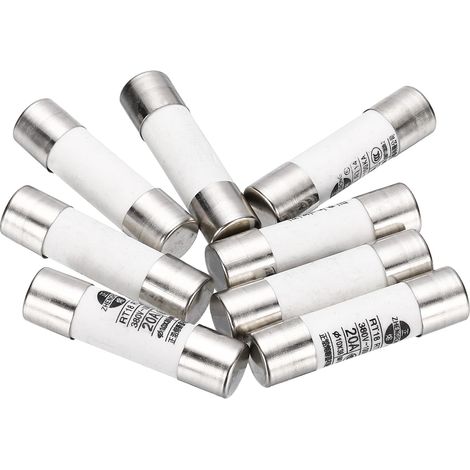 8 Pcs Fusible 380V 20A Rapide, Fusibles À Cartouche Céramique Fusible Micro-Ondes Protection De Courant Type F 10x38mm Pour Électrique Industriel (1/5)