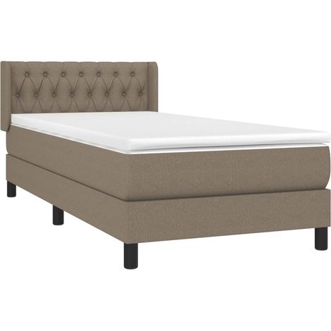 vidaXL Sommier Ă lattes de lit avec matelas Taupe 90x200 cm Tissu (1/5)