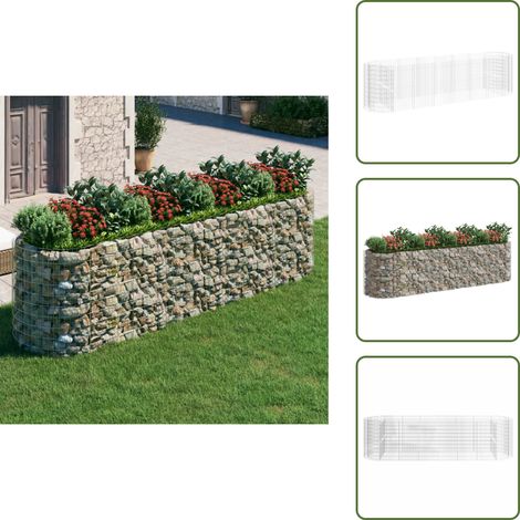 Lit surélevé à gabion Fer galvanisé 400x100x100 cm - Jardiniere En Gabion - Lit Surélevé - Bac À Fleurs - Décoration Extérieur - Jardin Design (1/5)