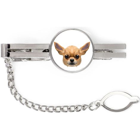 Chihuahua de pelo corto - pinza de corbata geométrica con foto e inscripción Art-Dog (1/4)