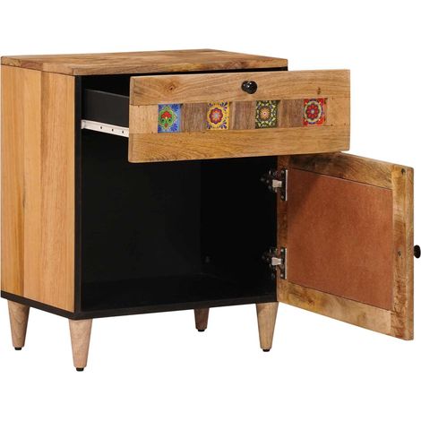 Table de chevet Table de nuit design chic - Naturel 50 x 33 x 60 cm Bois de mangue massif fr37341 (1/5)
