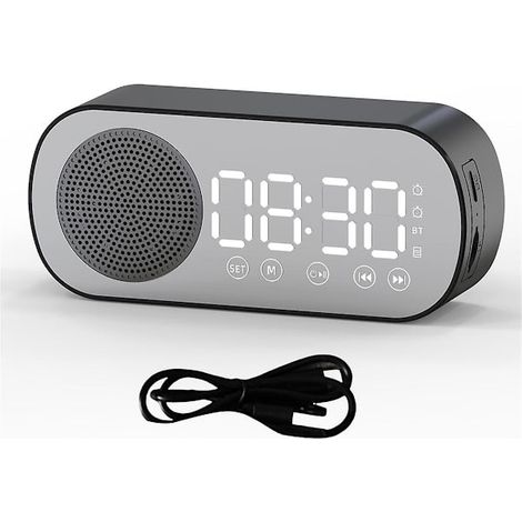 Radio-réveil Bluetooth sans fil avec double alarme, compatible carte TF, réveil numérique pour la maison et le bureau (1/5)