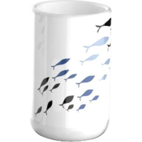 Verre De Porte De La Brosse à Dents Blanche Avec Mobilier De Poisson En Céramique 69876 (1/2)