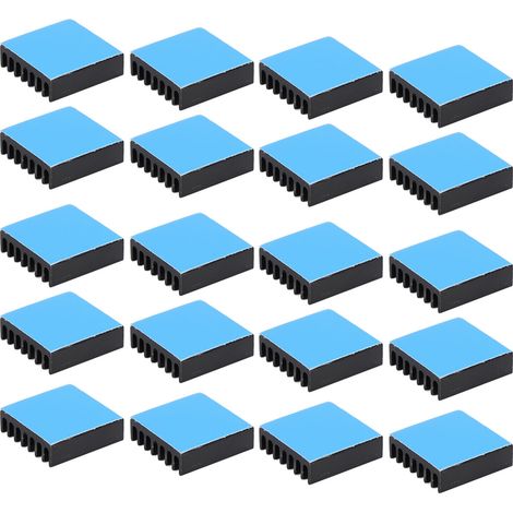 20 dissipateurs thermiques mini noirs en aluminium pour composants électroniques PC puces CI alimentation équipement électrique avec adhésif (1/5)