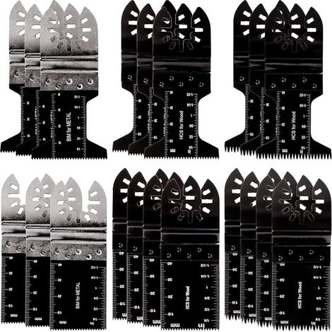 Oscillating Multi Tool Saw Blade - 6 Types of Heavy Duty Oscillating Saw Blades - Quick Release Universal Fit - for Metal, Wood, Plastic, MDF and More - Pack of 20 (1/5)