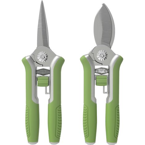 Gartenwerkzeug Set 2 Stück Garten Werkzeug aus Edelstahl Gartengeräte mit Gartenschere Astschere Grün+Silber