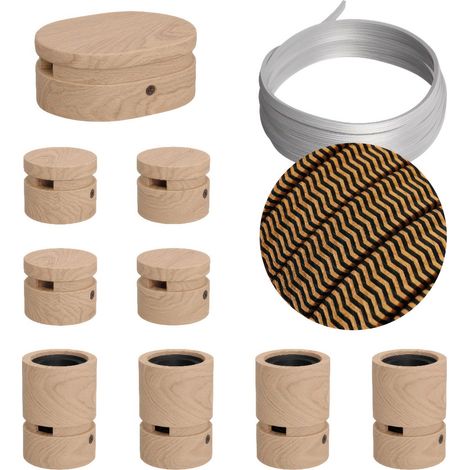 Sistema Filé Symmetric Kit - con cavo di 5 m per catenaria e 9 componenti in legno per interni