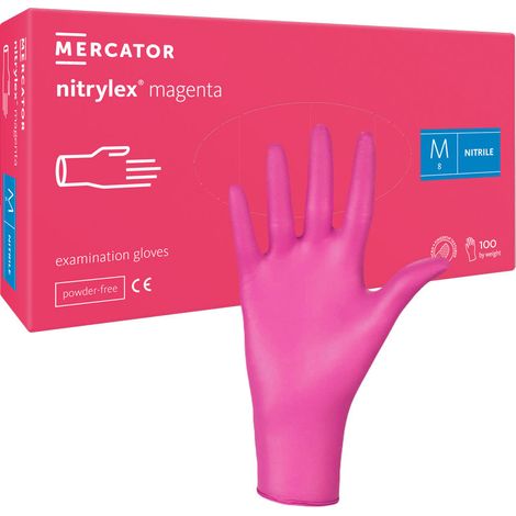 Gants en nitrile rose M Mercator Nitrylex Magenta, lot de 100 (1/5)