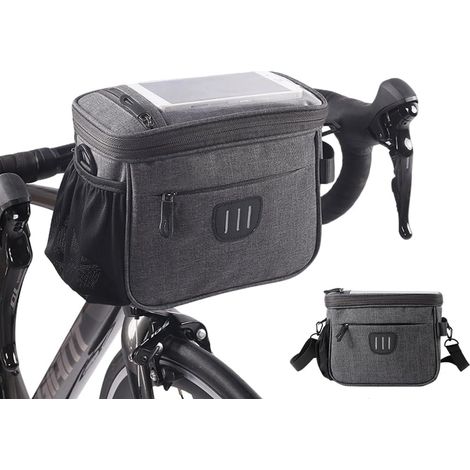 Sacoche Guidon Panier Vélo 5L, Sac Avant Sacoches de Guidon Vélo, Sacoche de Guidon Velo, Sacoches de Guidon avec Support, pour Téléphon Sac de Rangement Route Velo Electrique (1/5)
