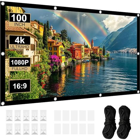 Écran de Projection 100 Pouces 2.21x1.25cm,Ecran Videoprojecteur 16:9 HD 4K (1/5)