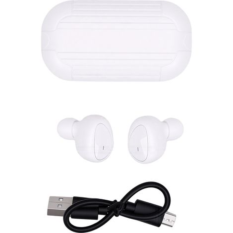 Cuffie wireless, lettore MP3, Bluetooth 5.3 integrato, musica per viaggi e sport, colore bianco. (1/5)