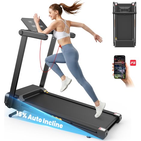 Tapis de Course Électrique Formill - Pliable 3,0 CV, Vitesse 1–14 km/h, Inclinaison Automatique 15 %, 12 Programmes Intégrés, Charge Max. 120 kg, Faible Bruit 45 dB (1/5)