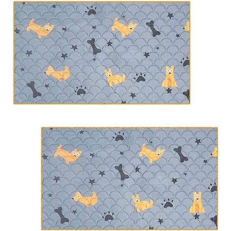 Lot de 2 tapis absorbants, réutilisables et lavables pour cage de cobaye, imperméables et adaptés aux hamsters et aux chiots (gris chiton). (1/5)