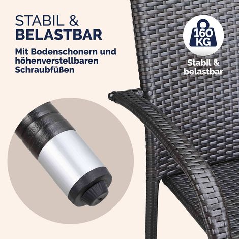 Stapelbarer Stuhl aus Polyrattan, Komfort-Set, 4-teilig, braun (1/5)
