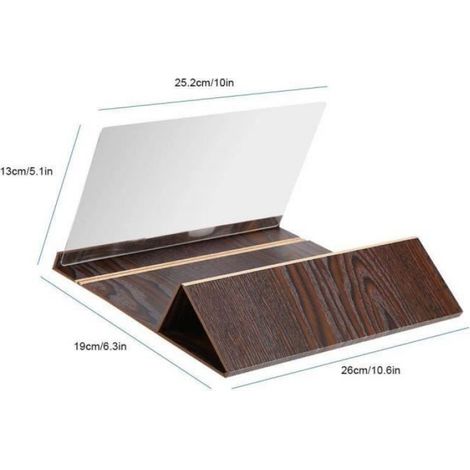 Agrandisseur d'Écran Smartphone Universel 12 '' HD Loupe Écran 3D Portable Pliage avec Support en Bois pour Maison Voyage Camping (1/4)