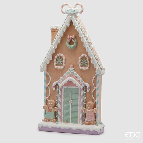 EDG Enzo De Gasperi Decoro Casetta Marzapane Led Natale H 93 Cm L 50 Cm L 15 Cm Multicolor
