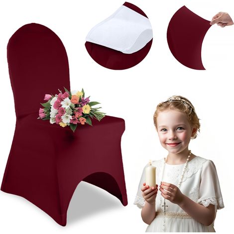 Housse de chaise élastique rouge foncé premium (1/5)
