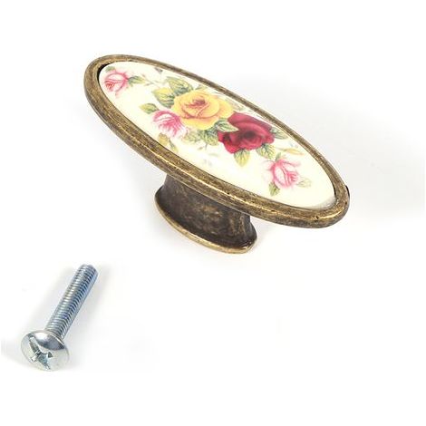 Blumenförmige Keramik-Bronze-DIY-Türgriffe, Schrank-, Schubladen- und Kleiderschrankgriffe 8 (1/3)