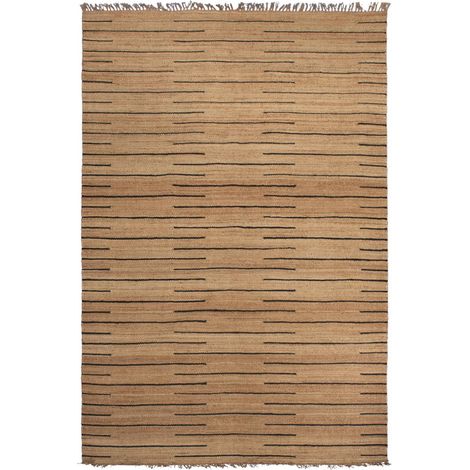 Tapis jute fait main 300x400 marron et noir motif simple TASNIM