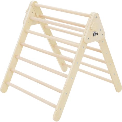Joyz Triángulo de Escalada Montessori 73 x 72 x 60 cm Marco Plegable para Interior Escalera para Niños Pequeños Escalador de Pikler Bloqueable para  Aprendizaje Madera Color Natural Gimnasio de Juegos