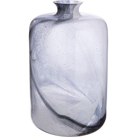 Vase à col Fumo en Verre - Hauteur 32 cm x Ø 20 cm - Noir/Blanc - Vase décoratif (1/2)