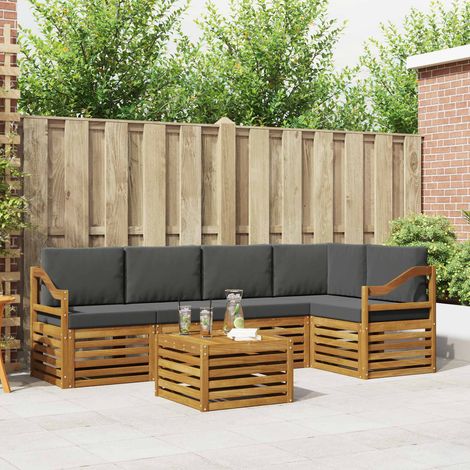 Ecksofa Set 6 pcs Natur und Anthrazit Massivholz Akazie (1/5)