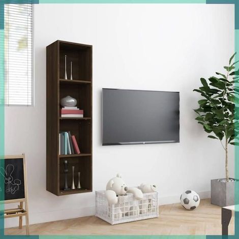 Bibliothèque/Meuble TV - 143 x 30 x 36 cm - Chêne marron - Bois d'ingénierie - Charge 50 kg (1/5)
