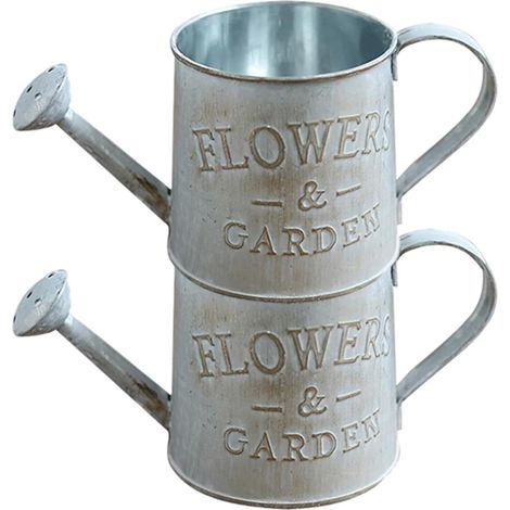 2 Stück Retro Blumentopf aus Eisen Pflanzkübel für (1/5)