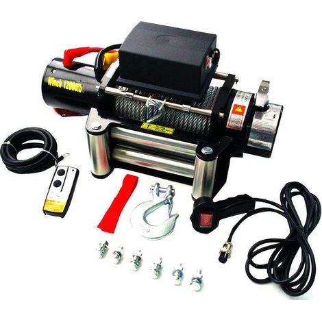 Varan Motors – Treuil électrique 12V 5443KG 4800W – Câble 28m Ø9.1mm – Télécommande filaire et sans fil – Moteur puissant pour terrains difficiles (1/5)