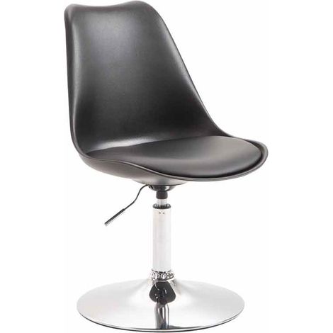 Sedia da pranzo x1 girevole regolabile in altezza in plastica nera e base a tromba in metallo cromato 100003782