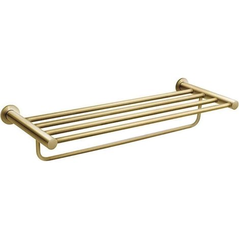 Novaservis Ferro Smile - Toallero con estante, longitud 63 cm, oro cepillado ASM35BG (1/2)