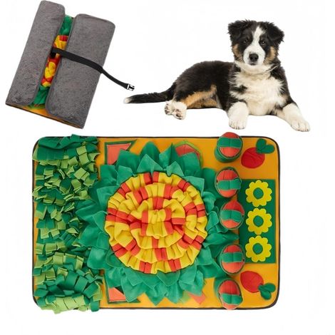 Dog treat mat, dog food search mat with 5 squeaky carrots, dog sniff mat, interactive puzzle mat, soft dog sniff mat