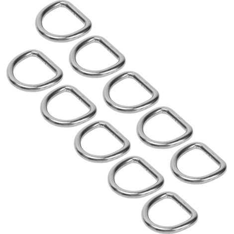 Lot de 10 anneaux en D en acier inoxydable 316, soudés sans soudure, pour planches de surf et kayaks, 6 mm, 30 x 27 x 6 mm / 1,2 x 1,1 x 0,2 po (1/5)